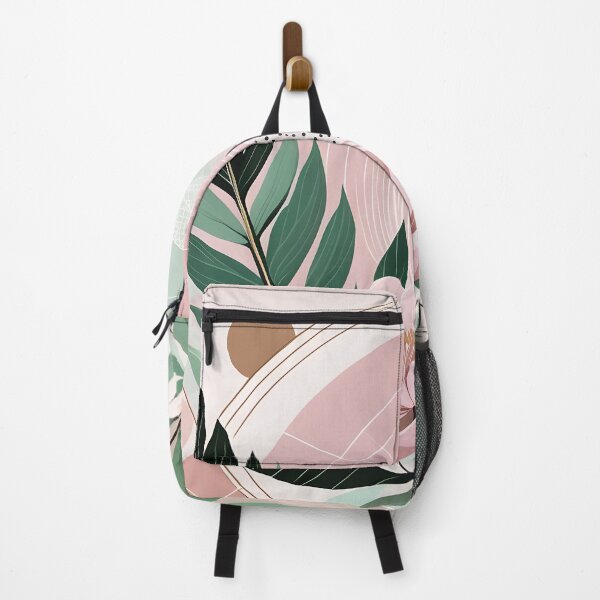 Item preview, Mid Century Botanical Retro Geometric Leaves Florals Peach, Green designed and sold by Prints and Lifestyle.