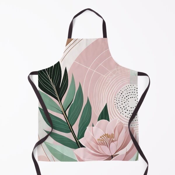 Item preview, Mid Century Botanical Retro Geometric Leaves  Florals Peach,  Green  designed and sold by Prints and Lifestyle.