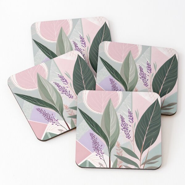 Item preview, Mid Century Botanical Retro Geometric Leaves  Florals  Peach,  Green  designed and sold by Prints and Lifestyle.