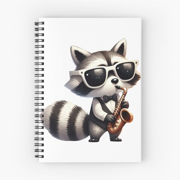 Aperçu de l'œuvre Racoon jouant du saxophone - Jazzy Bandit Grooves : le méfait mélodique de Raccoon ! créée et vendue par Kkoriginal.
