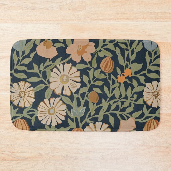 Item preview, Retro Floral Pattern in Navy Blue designed and sold by SamJanner.