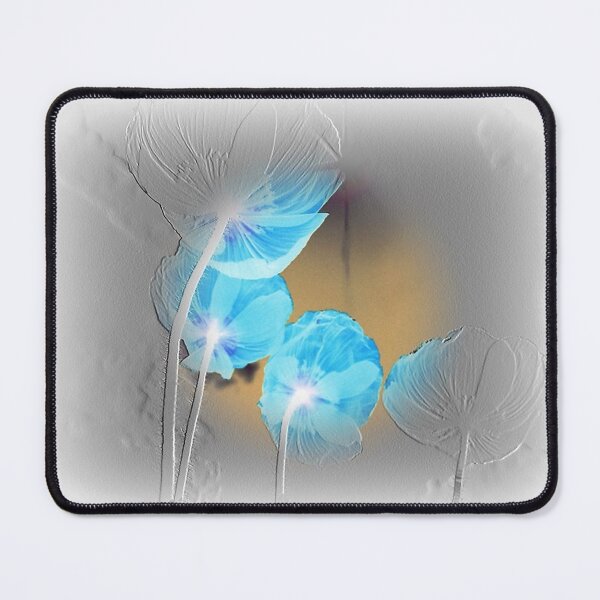 Item preview, Blue poppies negative photo, gray embossed pattern designed and sold by evadesignbubble.