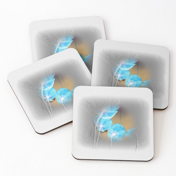 Item preview, Blue poppies negative photo, gray embossed pattern designed and sold by evadesignbubble.