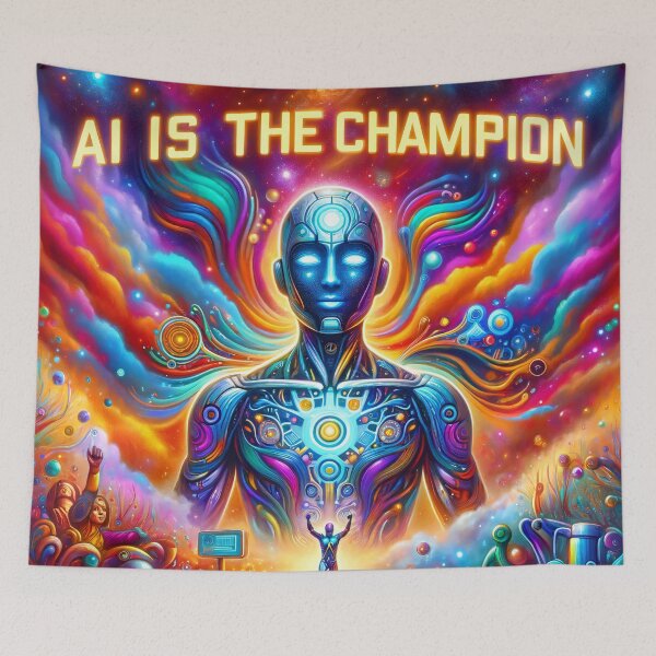 Item preview, Cosmic Harmony: AI's Triumph in Surreal Space designed and sold by ArtComixHaven.