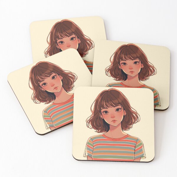 Item preview, Sunshine Stripes & Sparkling Smiles: A Kawaii Girl's Shy Glow designed and sold by Tincanninja.