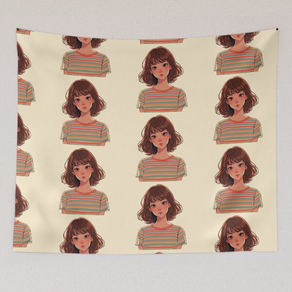Item preview, Sunshine Stripes & Sparkling Smiles: A Kawaii Girl's Shy Glow designed and sold by Tincanninja.