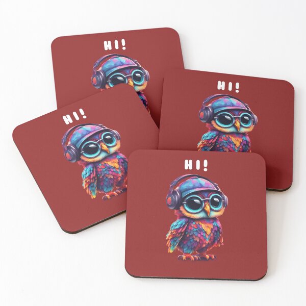 Item preview, Cute owl with headphones colorful design designed and sold by KarakitAI.
