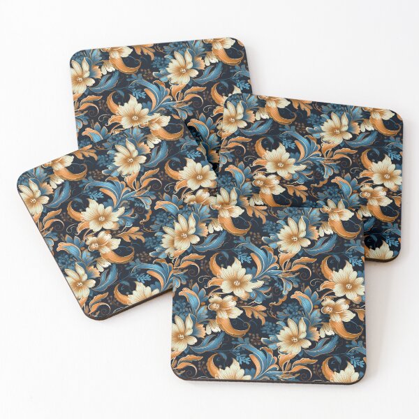 Item preview, Blue and Gold Florals designed and sold by nicbeeseart.