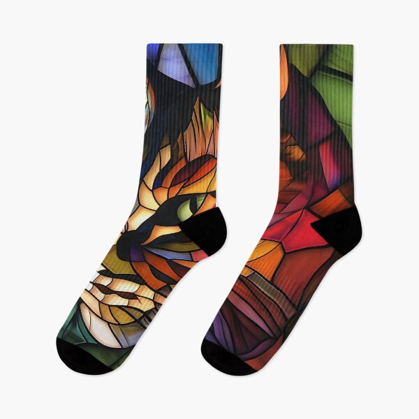 Item preview, colorful cubism art fractal cat print designed and sold by dcrc.