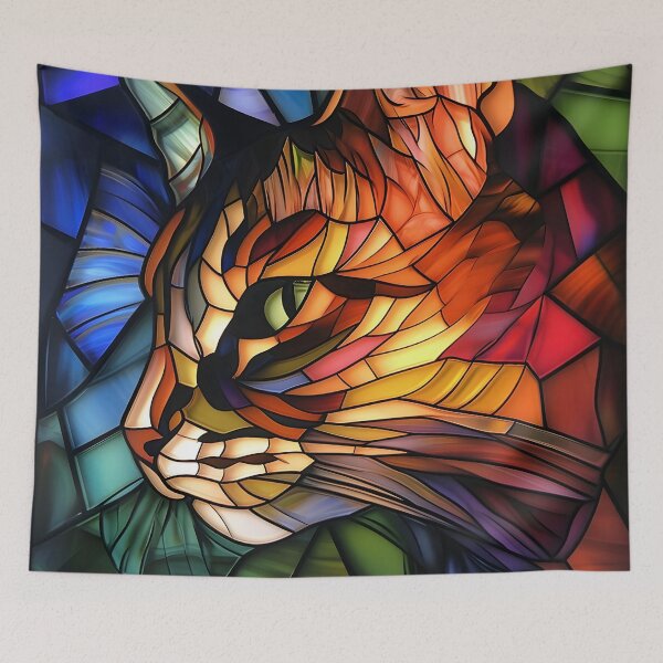 Item preview, colorful cubism art fractal cat print designed and sold by dcrc.