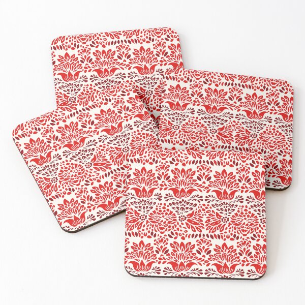 Item preview, Red Block Pressed Floral designed and sold by nicbeeseart.
