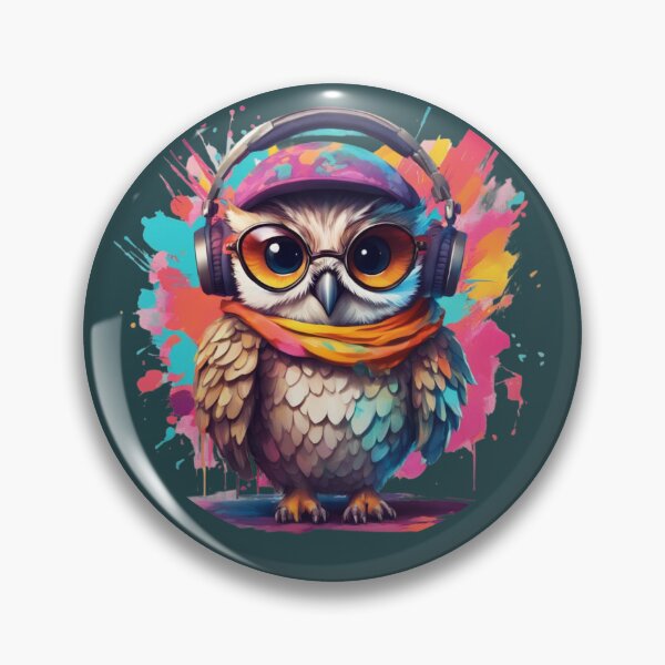 Item preview, Cute owl with headphones colorful design designed and sold by KarakitAI.