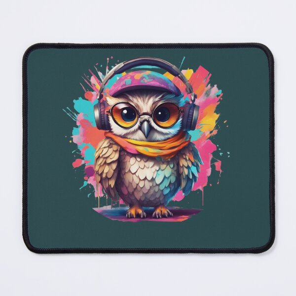 Item preview, Cute owl with headphones colorful design designed and sold by KarakitAI.