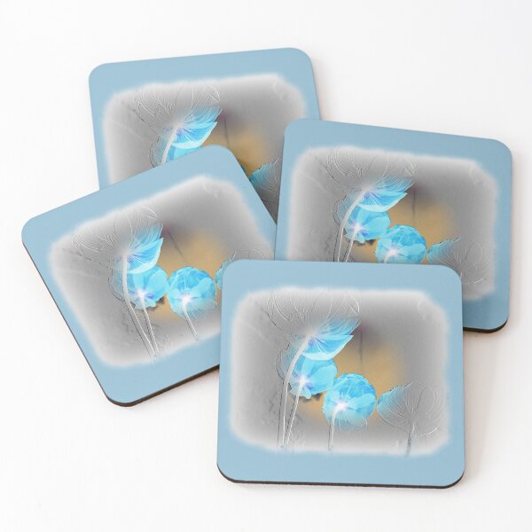 Item preview, Blue poppies negative photo, gray embossed pattern designed and sold by evadesignbubble.