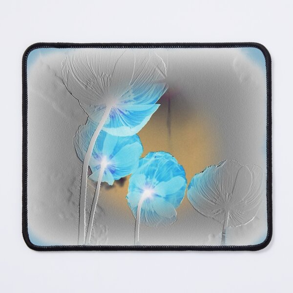 Item preview, Blue poppies negative photo, gray embossed pattern designed and sold by evadesignbubble.