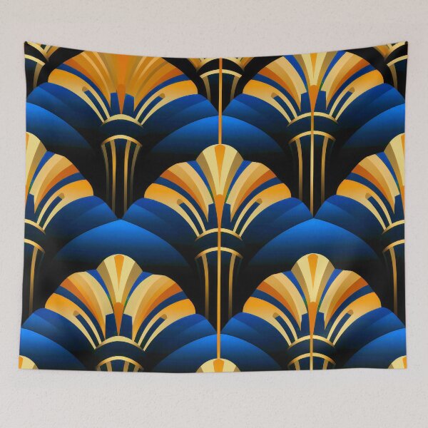 Item preview, Royal Blue And Antique-Golden Art Deco Pattern designed and sold by DEC02.