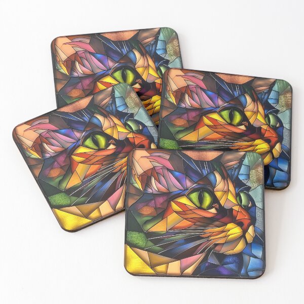 Item preview, colorful cubism art fractal cat print designed and sold by dcrc.