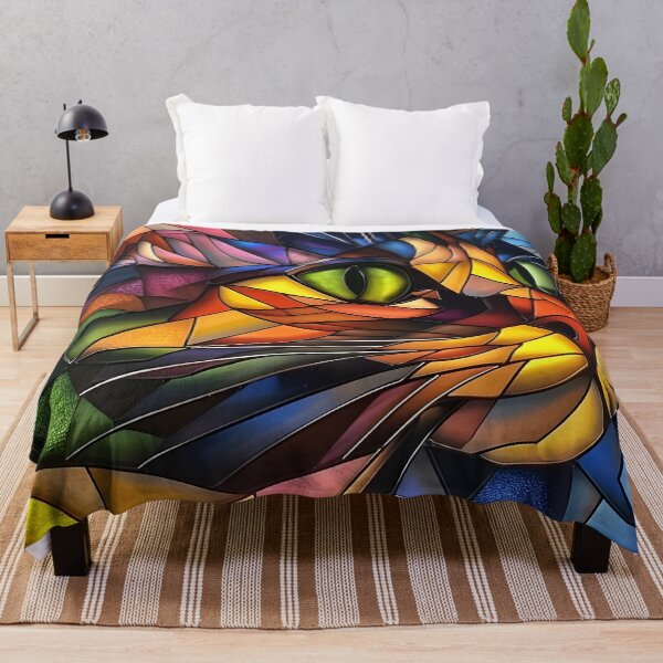 Item preview, colorful cubism art fractal cat print designed and sold by dcrc.
