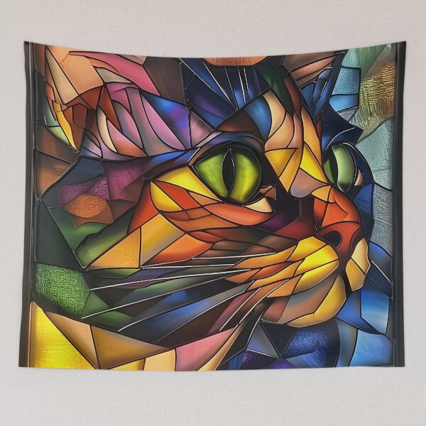 Item preview, colorful cubism art fractal cat print designed and sold by dcrc.