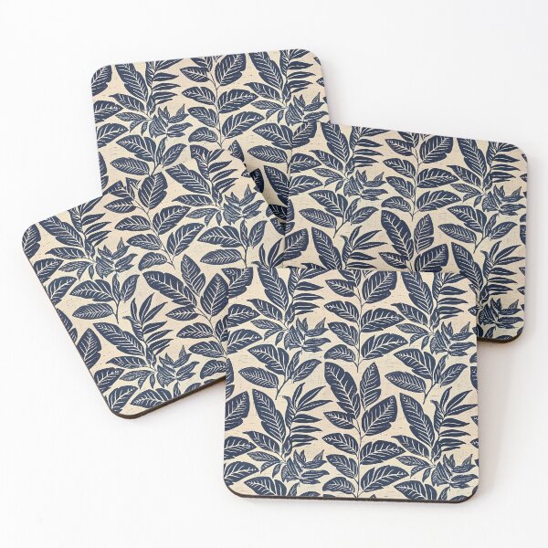Item preview, Block Printed Green Leaves designed and sold by nicbeeseart.