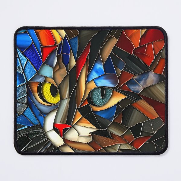 Item preview, colorful cubism art fractal cat print, designed and sold by dcrc.