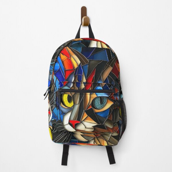 Item preview, colorful cubism art fractal cat print, designed and sold by dcrc.