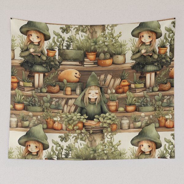 Item preview, Witch garden - magical plant lover art designed and sold by Daydreamsatdawn.