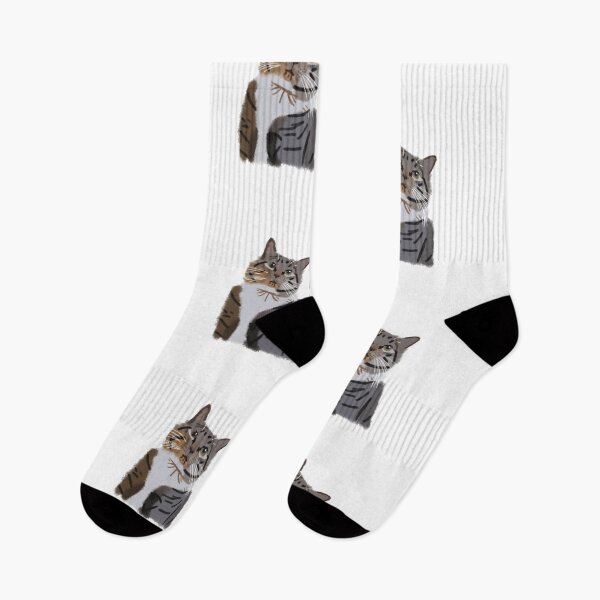 Item preview, Brown and white cat watercolor drawing designed and sold by LRM_ artz.