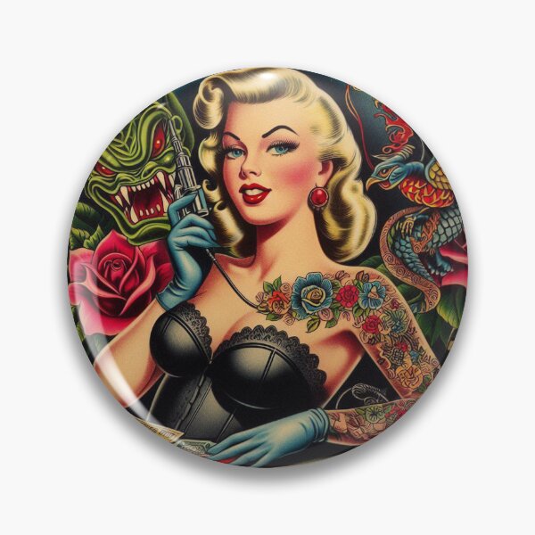 Item preview, Old School Tattoo Girl designed and sold by PulpVintage.