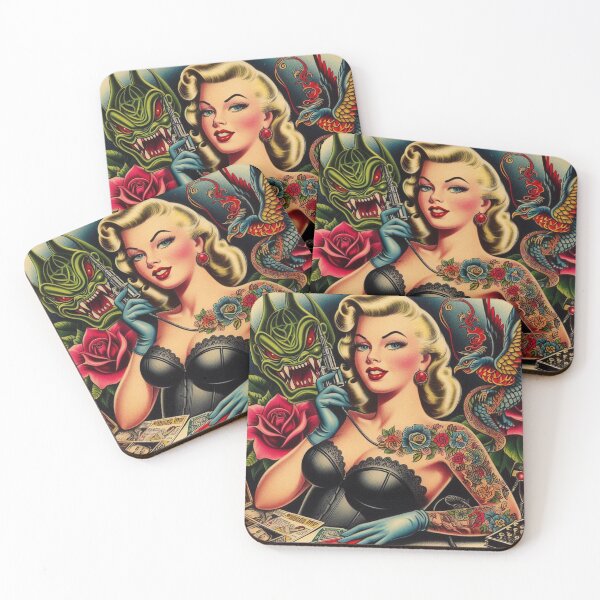 Item preview, Old School Tattoo Girl designed and sold by PulpVintage.