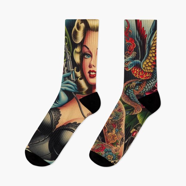 Artikelvorschau, Old-School-Tattoo-Girl entworfen und verkauft von PulpVintage.