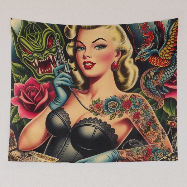 Item preview, Old School Tattoo Girl designed and sold by PulpVintage.