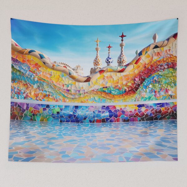 Item preview, Rainbow Gaudi Barcelona mosaic Barcelona colorful mosaic Gaudi trencadis mosaic Park Guell A Gaudi Barcelona Park Guell mosaic artwork inspired designed and sold by LolioGifts.