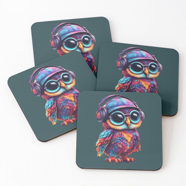 Item preview, Cool owl with headphones colorful design designed and sold by KarakitAI.