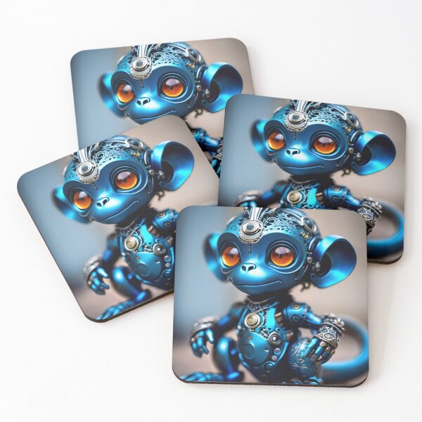 Item preview, Cute Blue Baby Robot Monkey designed and sold by TheArtOfPat.