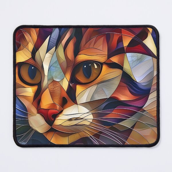 Item preview, Colorful Cubism art fractal cat print designed and sold by dcrc.
