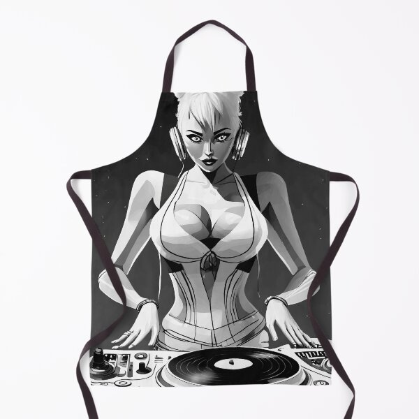 Item preview, Black and white cartoon girl DJ  designed and sold by Boogeyman Bill.