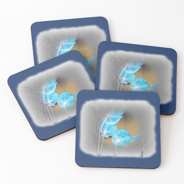 Item preview, Blue poppies negative photo, gray embossed pattern designed and sold by evadesignbubble.