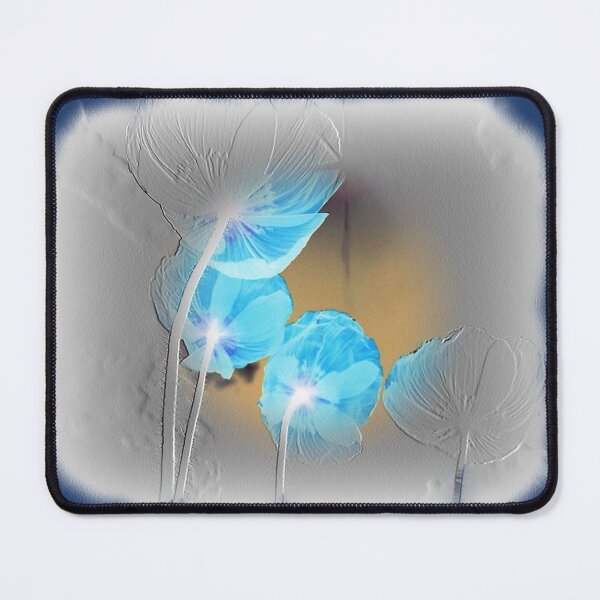 Item preview, Blue poppies negative photo, gray embossed pattern designed and sold by evadesignbubble.
