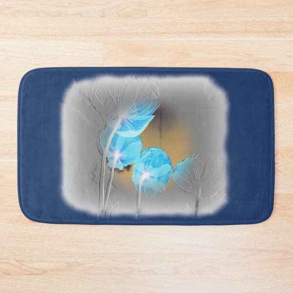 Item preview, Blue poppies negative photo, gray embossed pattern designed and sold by evadesignbubble.