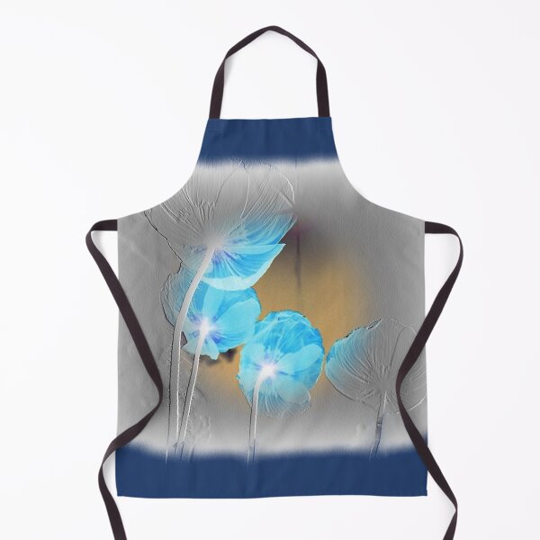 Item preview, Blue poppies negative photo, gray embossed pattern designed and sold by evadesignbubble.