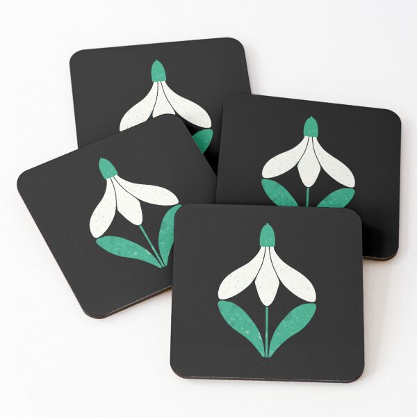 Item preview, Modern Snowdrop Floral (on black) designed and sold by ZoeChapman.