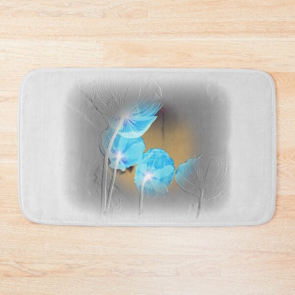 Item preview, Blue poppies negative photo, gray embossed pattern designed and sold by evadesignbubble.