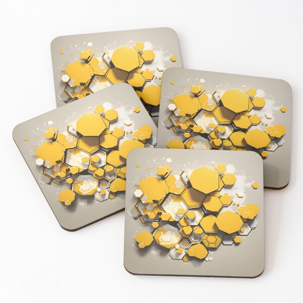 Item preview, A yellow hexagons on a wall designed and sold by johndesign88.
