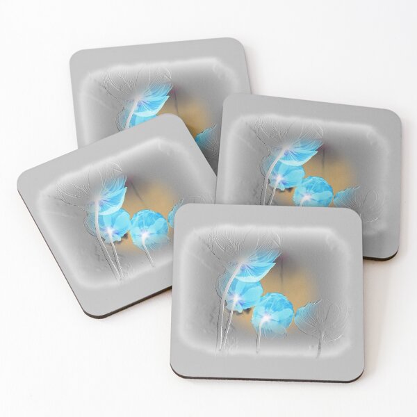Item preview, Blue poppies negative photo, gray embossed pattern designed and sold by evadesignbubble.