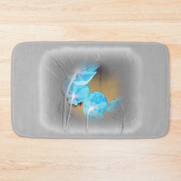Item preview, Blue poppies negative photo, gray embossed pattern designed and sold by evadesignbubble.