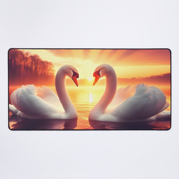 Item preview, Dawn's Embrace: Swans' Love Serenade designed and sold by AI-Only Creations.