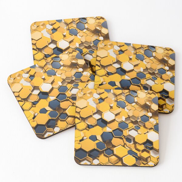 Item preview, A group of yellow and blue hexagons designed and sold by johndesign88.