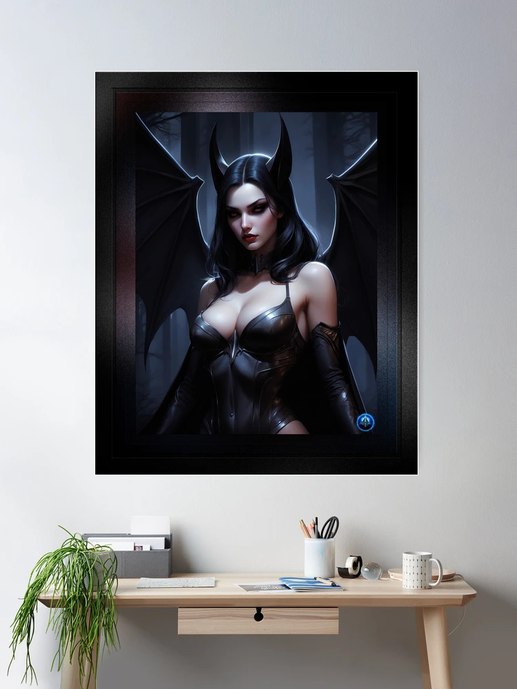 The Vampire Queen Illuminated By A Blue Moon Beautiful AI Concept Art by Xzendor7 Room Decor Poster Art Print Portrait