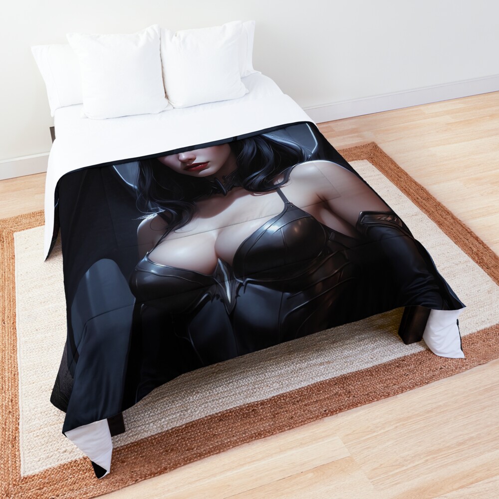 The Vampire Queen Illuminated By A Blue Moon Beautiful AI Concept Art by Xzendor7 Decorative Comforter Art Print